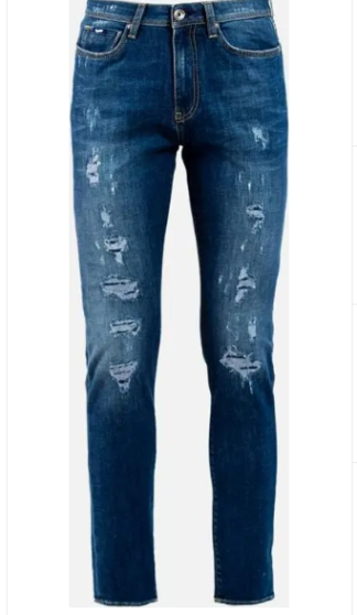 GAS Blue Cotton Slim Fit Jeans