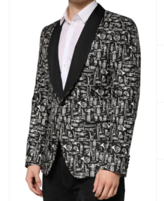 .Dolce & Gabbana Black Jazz Club Silk Single Breasted Blazer