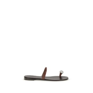 Brown Calf Leather Bos Taurus Flat Sandals