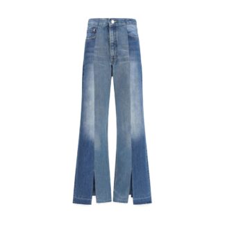 Blue Cotton Flared Jeans