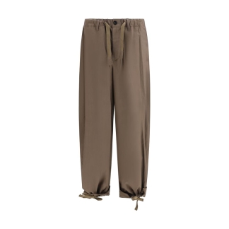 Brown Cotton Casual Pants