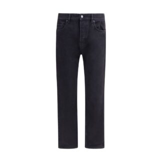 Black Cotton Straight-Leg Jeans