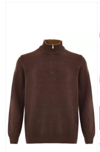 Gran Sasso Brown Wool Half-Zip Mock Sweater