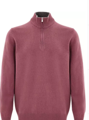 Gran Sasso Purple-Red Wool Half-Zip Mock Sweater