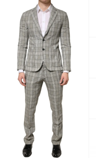 Domenico Tagliente  Gray Single Breasted Formal 2 Piece Suit SKU KOS2405