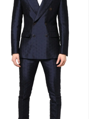 Dolce & Gabbana  Dark Blue Double Breasted SICILIA 2 PC Suit