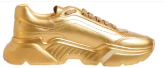 Dolce & Gabbana  Gold Leather Daymaster Chunky Sneakers Shoes