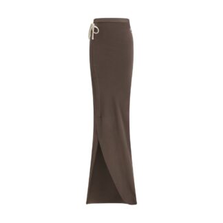 Brown Cotton Long Skirt